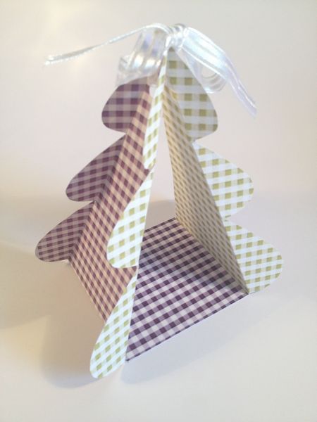 Gingham Folding Standing Christmas Tree <b>Sage Green</b> - 6 Sizes to Download