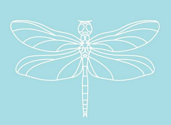 Digital White Work Dragonfly <b>Mid Blue 4 Sizes - 4 x A4 Sheets Download