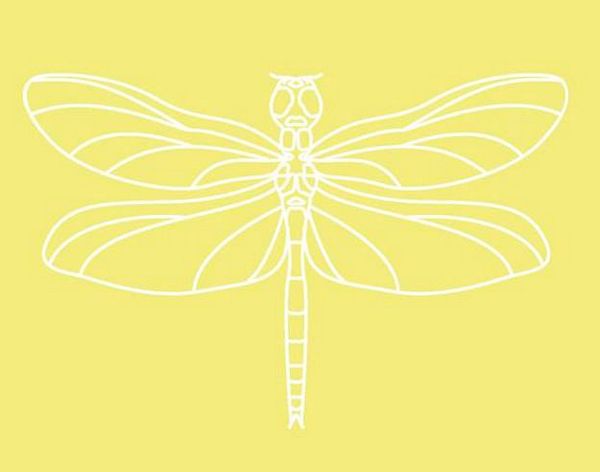 Digital White Work Dragonfly <b>Yellow 4 Sizes - 4 x A4 Sheets Download