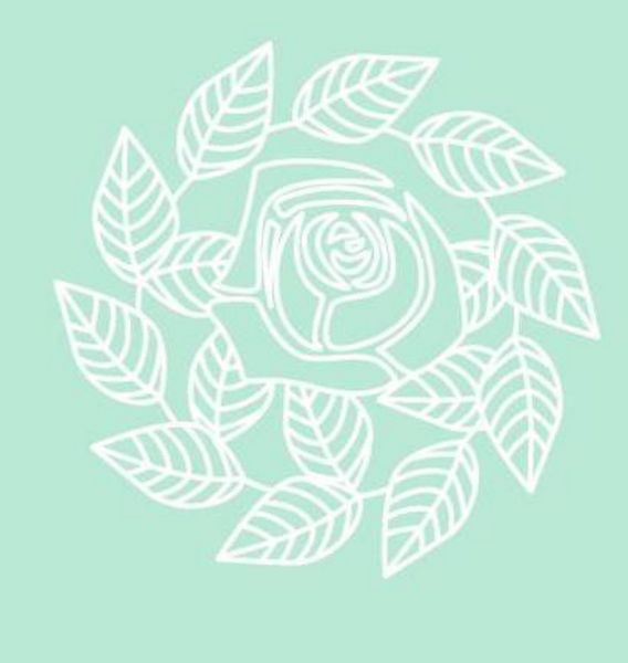 Digital White Work Rose & Leaf Swirl <b>Green 4 Sizes - 4 x A4 Sheets Downlo