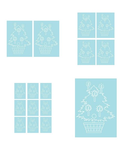 Digital White Work Christmas Tree <b>Blue 4 Sizes - 4 x A4 Sheets Download