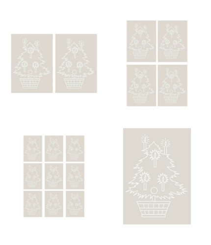 Digital White Work Christmas Tree <b>Grey 4 Sizes - 4 x A4 Sheets Download