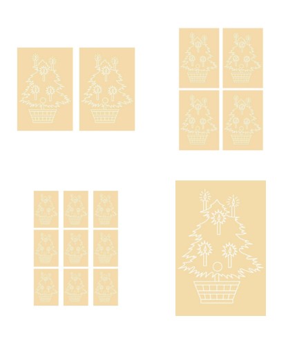 Digital White Work Christmas Tree <b>Peach 4 Sizes - 4 x A4 Sheets Download