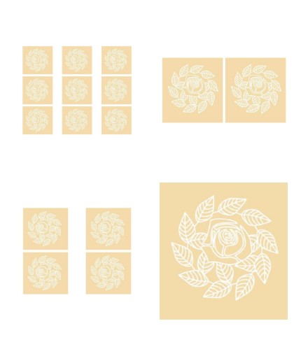 Digital White Work Rose & Leaf Swirl <b>Peach 4 Sizes - 4 x A4 Sheets Downlo