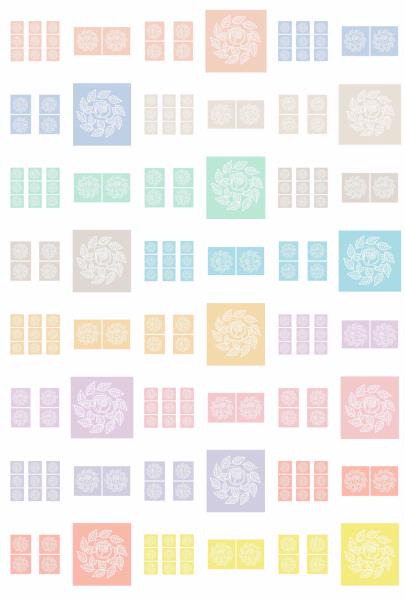 Digital White Work Rose Swirl & Leaves <b>All 12 Sets 4 Sizeses - 48 Pag