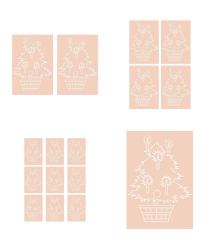 Digital White Work Christmas Tree <b>Beige 4 Sizes - 4 x A4 Sheets Download